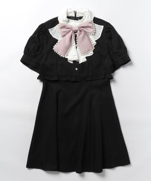 Ank Rouge(アンクルージュ)の「ラッフルフリルスタンドカラーワンピース(ワンピース・レディース・ブラック/A/ピンク・M)」の7枚目の写真