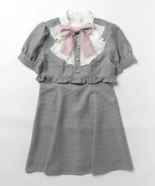 Ank Rouge(アンクルージュ)の「ラッフルフリルスタンドカラーワンピース(ワンピース・レディース・ブラック/A/ピンク・M)」の8枚目の写真