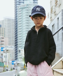 【PAIRMANON STREET】無地 ハイネック ハーフジップ オーバーサイズ ニット