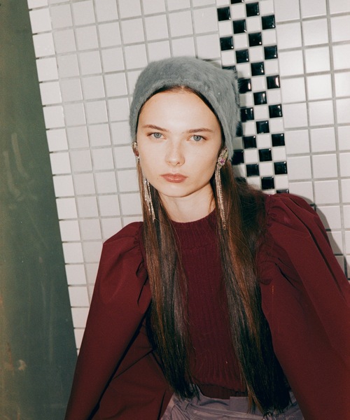 LA BELLE ETUDE（ラベルエチュード）の「アンゴラニットキャップ（ニットキャップ/ビーニー・レディース・グレー/ブラック・FREE）」の3枚目の写真