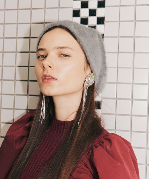 LA BELLE ETUDE（ラベルエチュード）の「アンゴラニットキャップ（ニットキャップ/ビーニー・レディース・グレー/ブラック・FREE）」の4枚目の写真