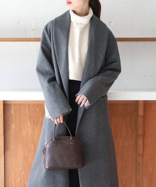 SETUP7(セットアップセブン)の「谷まりあさん着用!SWEET掲載商品【SETUP7】ソフトリバーコート風 ガウンコート Relax TOTE ME Coat(チェスターコート・レディース・グレイッシュベージュ/ブラウン/ブラック/チャコールグレー・M/L)」の20枚目の写真