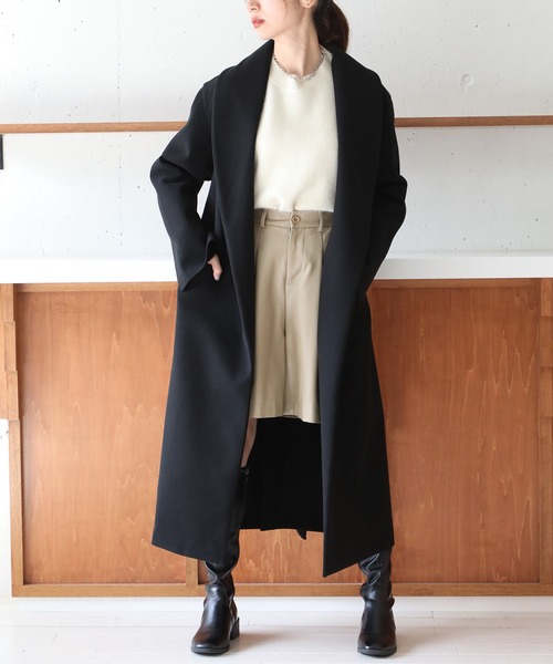 SETUP7(セットアップセブン)の「谷まりあさん着用!SWEET掲載商品【SETUP7】ソフトリバーコート風 ガウンコート Relax TOTE ME Coat(チェスターコート・レディース・グレイッシュベージュ/ブラウン/ブラック/チャコールグレー・M/L)」の11枚目の写真