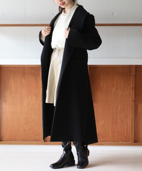 SETUP7(セットアップセブン)の「谷まりあさん着用!SWEET掲載商品【SETUP7】ソフトリバーコート風 ガウンコート Relax TOTE ME Coat(チェスターコート・レディース・グレイッシュベージュ/ブラウン/ブラック/チャコールグレー・M/L)」の10枚目の写真