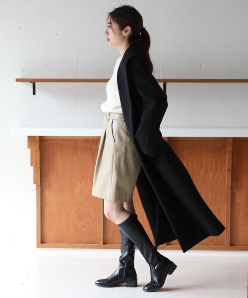 SETUP7(セットアップセブン)の「谷まりあさん着用!SWEET掲載商品【SETUP7】ソフトリバーコート風 ガウンコート Relax TOTE ME Coat(チェスターコート・レディース・グレイッシュベージュ/ブラウン/ブラック/チャコールグレー・M/L)」の15枚目の写真