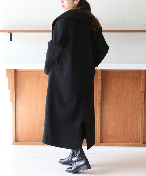 XXL♡美品✨エイココンドウ ガウンコート アンゴラ 総柄 ブラック 羽織 ICB L ADSダウン ショールカラーコート （トープ系） -ファッション