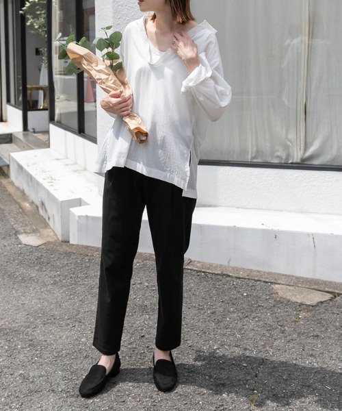 FORK&SPOON（フォークアンドスプーン）の「『防シワ』『イージーケア』FORK&SPOON　ideal stretchコットンパンツ（その他パンツ・レディース・ベージュ/ブラック・1/2）」の12枚目の写真