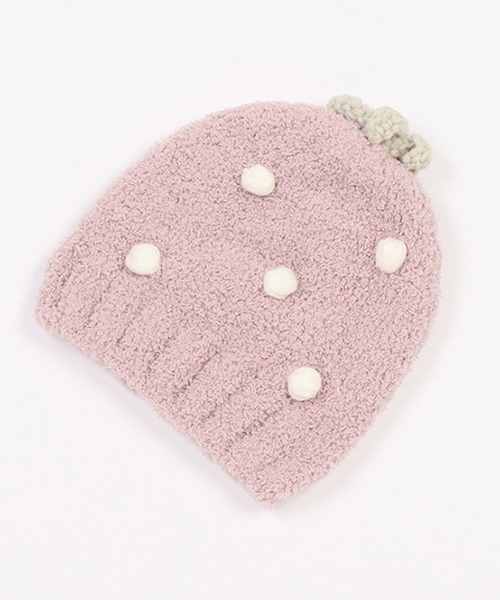 petit main（プティマイン）の「フルーツマシュマロワッチ（ニットキャップ/ビーニー・キッズ・ライトピンク/レッド/イエロー・48cm/46cm）」の2枚目の写真