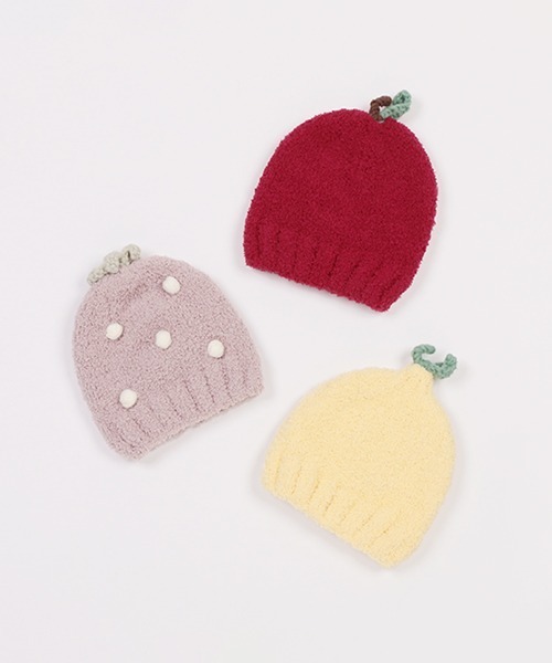 petit main（プティマイン）の「フルーツマシュマロワッチ（ニットキャップ/ビーニー・キッズ・ライトピンク/レッド/イエロー・48cm/46cm）」の5枚目の写真