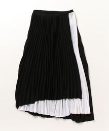 U:UME([)Asymmetry Bi-color Pleats Skirt(XJ[g)