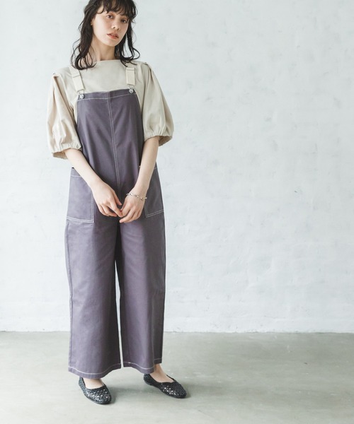 pairmanon(ペアマノン)の「【リンクコーデ】【ママサイズ】ツイルサロペット(サロペット/オーバーオール・レディース・ブルー/インディゴブルー/カーキ/ラベンダー/ホワイト系その他/ベージュ系その他/ブラック系その他・FREE)」の7枚目の写真
