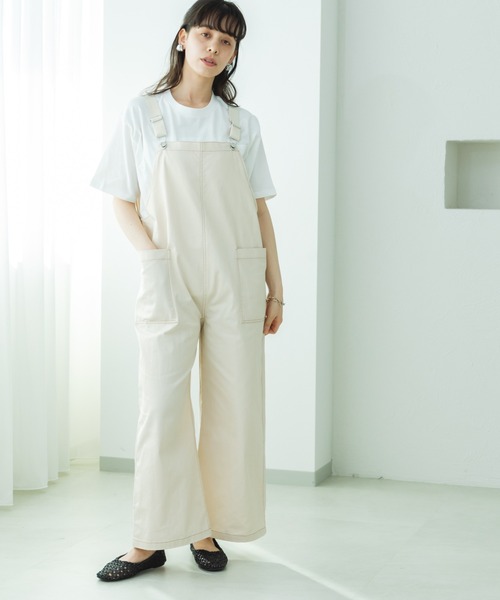 pairmanon(ペアマノン)の「【リンクコーデ】【ママサイズ】ツイルサロペット(サロペット/オーバーオール・レディース・ブルー/インディゴブルー/カーキ/ラベンダー/ホワイト系その他/ベージュ系その他/ブラック系その他・FREE)」の2枚目の写真