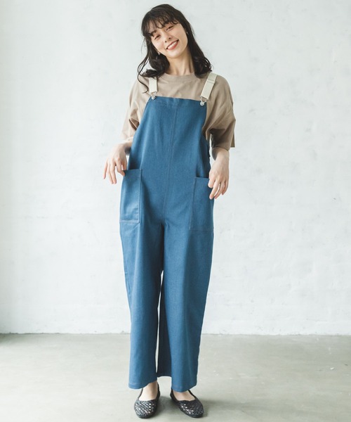 pairmanon(ペアマノン)の「【リンクコーデ】【ママサイズ】ツイルサロペット(サロペット/オーバーオール・レディース・ブルー/インディゴブルー/カーキ/ラベンダー/ホワイト系その他/ベージュ系その他/ブラック系その他・FREE)」の13枚目の写真