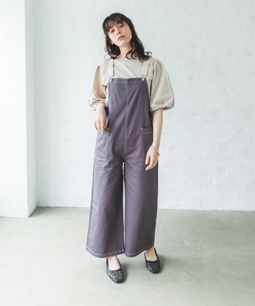 pairmanon(ペアマノン)の「【リンクコーデ】【ママサイズ】ツイルサロペット(サロペット/オーバーオール・レディース・ブルー/インディゴブルー/カーキ/ラベンダー/ホワイト系その他/ベージュ系その他/ブラック系その他・FREE)」の15枚目の写真