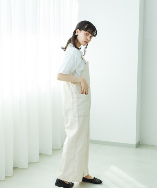 pairmanon(ペアマノン)の「【リンクコーデ】【ママサイズ】ツイルサロペット(サロペット/オーバーオール・レディース・ブルー/インディゴブルー/カーキ/ラベンダー/ホワイト系その他/ベージュ系その他/ブラック系その他・FREE)」の16枚目の写真