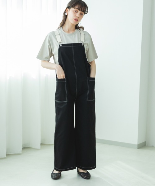 pairmanon(ペアマノン)の「【リンクコーデ】【ママサイズ】ツイルサロペット(サロペット/オーバーオール・レディース・ブルー/インディゴブルー/カーキ/ラベンダー/ホワイト系その他/ベージュ系その他/ブラック系その他・FREE)」の21枚目の写真