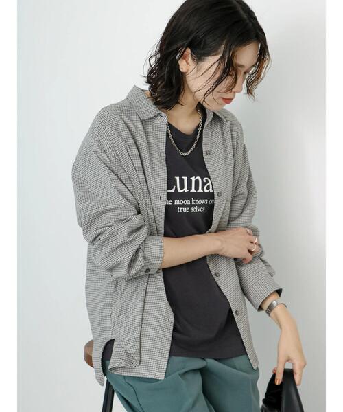 Samansa Mos2 blue（サマンサモスモスブルー）の「ロゴプリントロンT（Tシャツ/カットソー・レディース・チャコールグレー/オフホワイト/グレー・F）」の14枚目の写真