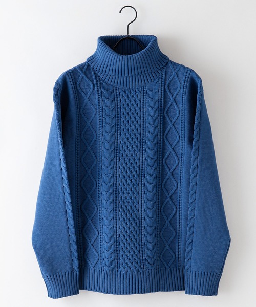 Blue Standard (ブルースタンダード)の「【BLUE STANDARD/ブルースタンダード】 軽量ウォッシャブルアランタートル アンチピリング アラン柄 タートルネックセーター イージーケア(ニット/セーター・メンズ・ブラック/ブルーグレー/オフホワイト/グレー/スミクロ/ネイビー・LARGE/X-LARGE/SMALL/MEDIUM)」の5枚目の写真