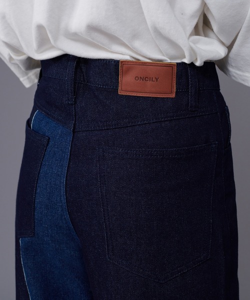 ONCILY（オンシェリー）の「【SET UP可能】BICOLOR STRAIGHT DENIM PANTS / バイカラーストレートデニムパンツ（デニムパンツ・メンズ・インディゴブルー/ブラック・SMALL/LARGE/MEDIUM）」の9枚目の写真