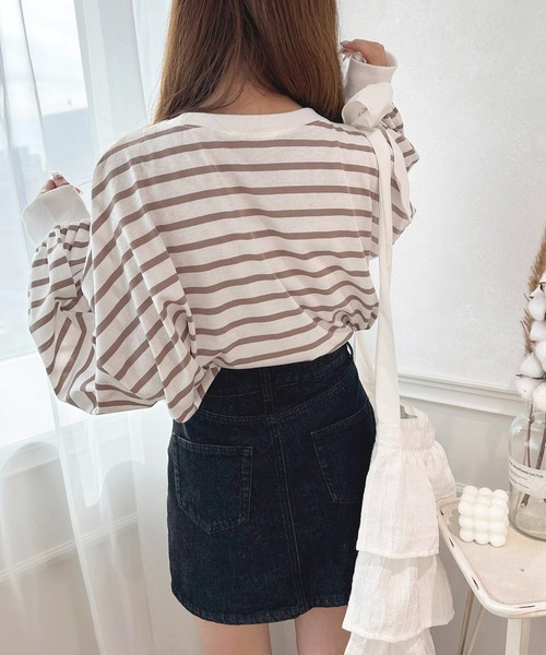 apres jour（アプレジュール）の「袖ボリュームボーダートップス【ZOZOTOWN限定アイテム】（Tシャツ/カットソー・レディース・ミント/ピンク系その他/オフホワイト/ブラック系その他・X-LARGE/フリー）」の14枚目の写真