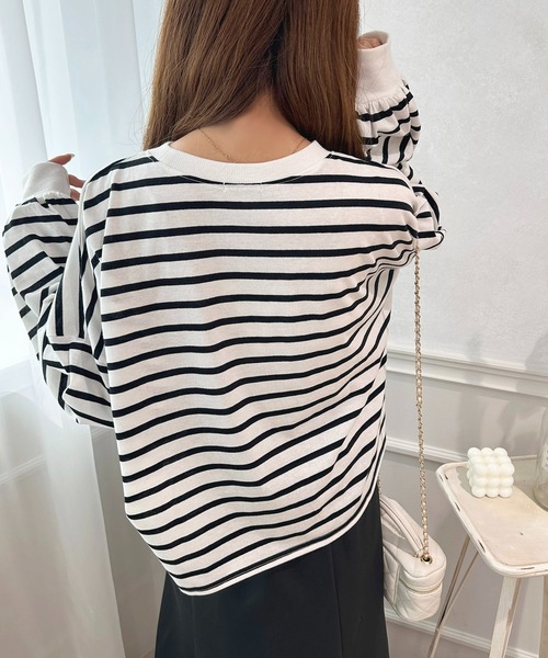 apres jour（アプレジュール）の「袖ボリュームボーダートップス【ZOZOTOWN限定アイテム】（Tシャツ/カットソー・レディース・ミント/ピンク系その他/オフホワイト/ブラック系その他・X-LARGE/フリー）」の20枚目の写真