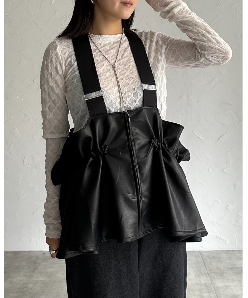 ベスト ジレ ドロストサスペンダートップス(レザー) レディース ベスト ジレ ドロストサスペンダートップス(レザー) レディース