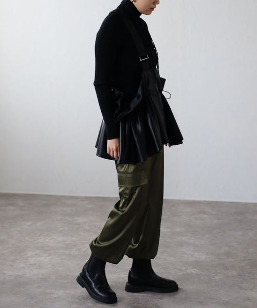 leimn（レイムン）の「ドロストサスペンダートップス(レザー)（ベスト・レディース・ホワイト/ブラック・M）」の11枚目の写真