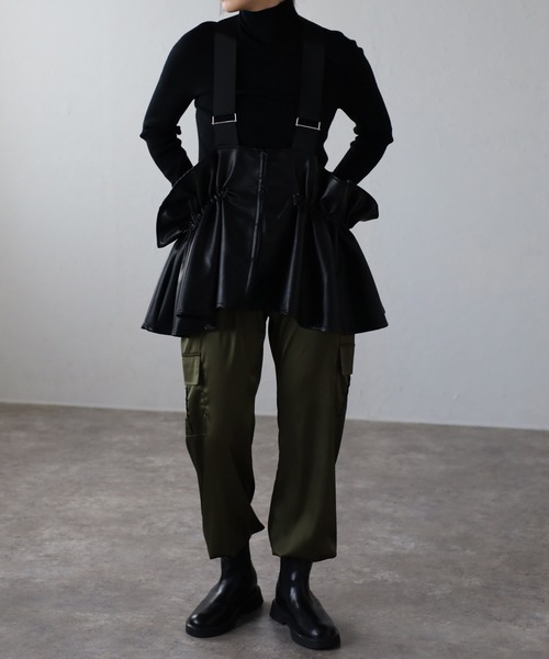 leimn（レイムン）の「ドロストサスペンダートップス(レザー)（ベスト・レディース・ホワイト/ブラック・M）」の15枚目の写真