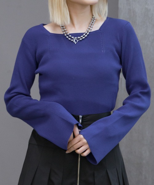 PAGEBOY（ページボーイ）の「スクエアネックフレアスリーブプルオーバー（Tシャツ/カットソー・レディース・ブルー/オフホワイト/ブラック・FREE）」の3枚目の写真