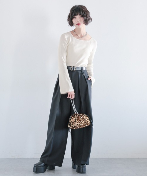 PAGEBOY（ページボーイ）の「スクエアネックフレアスリーブプルオーバー（Tシャツ/カットソー・レディース・ブルー/オフホワイト/ブラック・FREE）」の8枚目の写真