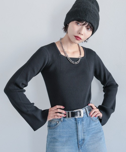 PAGEBOY（ページボーイ）の「スクエアネックフレアスリーブプルオーバー（Tシャツ/カットソー・レディース・ブルー/オフホワイト/ブラック・FREE）」の9枚目の写真