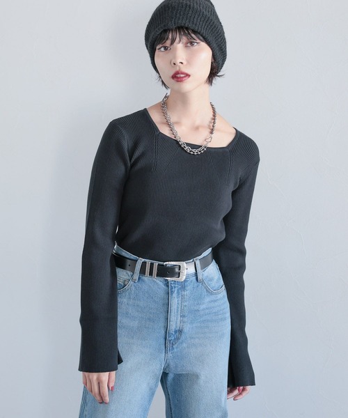 PAGEBOY（ページボーイ）の「スクエアネックフレアスリーブプルオーバー（Tシャツ/カットソー・レディース・ブルー/オフホワイト/ブラック・FREE）」の11枚目の写真