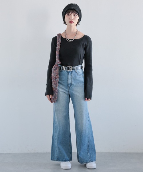 PAGEBOY（ページボーイ）の「スクエアネックフレアスリーブプルオーバー（Tシャツ/カットソー・レディース・ブルー/オフホワイト/ブラック・FREE）」の12枚目の写真