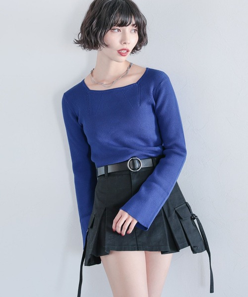 PAGEBOY（ページボーイ）の「スクエアネックフレアスリーブプルオーバー（Tシャツ/カットソー・レディース・ブルー/オフホワイト/ブラック・FREE）」の13枚目の写真