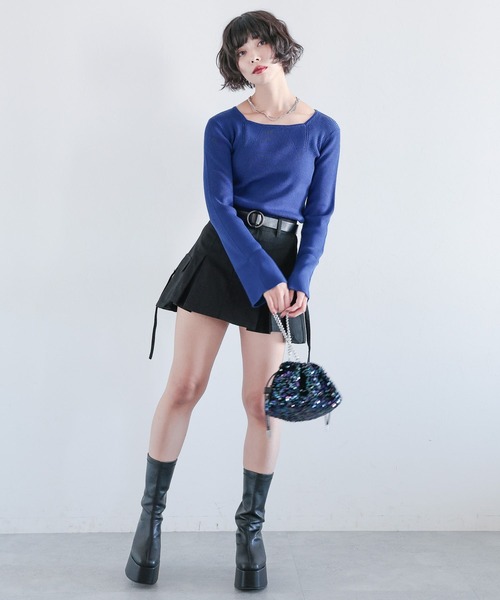 PAGEBOY（ページボーイ）の「スクエアネックフレアスリーブプルオーバー（Tシャツ/カットソー・レディース・ブルー/オフホワイト/ブラック・FREE）」の16枚目の写真