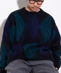 GLOSTER | 【GLOSTER/グロスター】モヘヤライクプルオーバーニット(無地/アーガイル)(ニット/セーター)