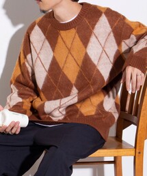 GLOSTER | 【GLOSTER/グロスター】モヘヤライクプルオーバーニット(無地/アーガイル)(ニット/セーター)