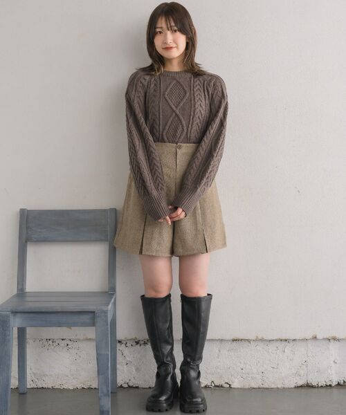 RETRO GIRL（レトロガール）の「プリーツミニフレアスカパン（その他パンツ・レディース・グレー系その他/ブラウン系その他/ブラック・FREE）」の4枚目の写真