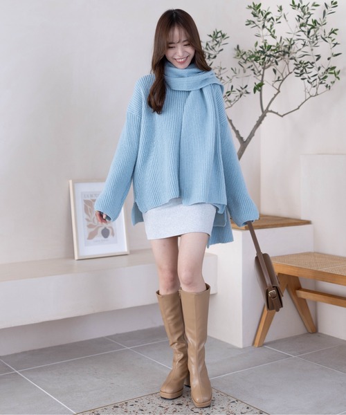 clear(クリア)の「マフラー付きニットトップス≪STAY MOTION≫(ニット/セーター・レディース・ライトブルー/アイボリー/ピンク・F)」の13枚目の写真