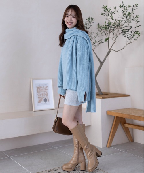 clear(クリア)の「マフラー付きニットトップス≪STAY MOTION≫(ニット/セーター・レディース・ライトブルー/アイボリー/ピンク・F)」の14枚目の写真