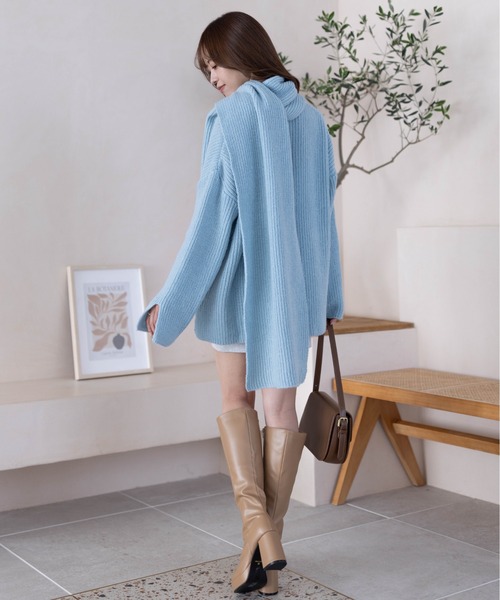 clear(クリア)の「マフラー付きニットトップス≪STAY MOTION≫(ニット/セーター・レディース・ライトブルー/アイボリー/ピンク・F)」の15枚目の写真