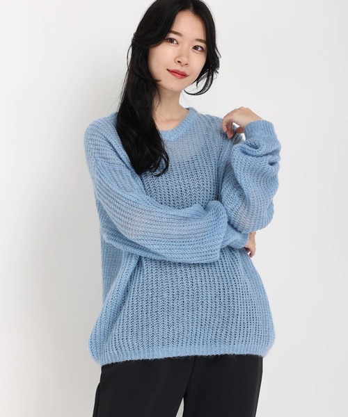 STRAWBERRY-FIELDS（ストロベリーフィールズ）の「エアルモヘヤ　ニット（ニット/セーター・レディース・ロイヤルブルー/オフホワイト・2）」の2枚目の写真
