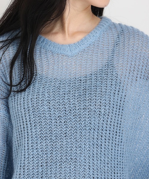 STRAWBERRY-FIELDS（ストロベリーフィールズ）の「エアルモヘヤ　ニット（ニット/セーター・レディース・ロイヤルブルー/オフホワイト・2）」の7枚目の写真