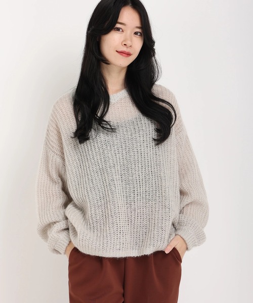 STRAWBERRY-FIELDS（ストロベリーフィールズ）の「エアルモヘヤ　ニット（ニット/セーター・レディース・ロイヤルブルー/オフホワイト・2）」の10枚目の写真