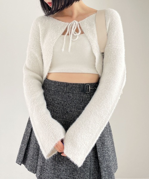 Heather(ヘザー)の「ラメリボンショートカーディガン 996235(カーディガン/ボレロ・レディース・ピンク/アイボリー/グレー・FREE)」の8枚目の写真