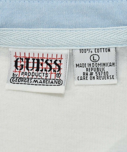 Guess（ゲス）の「【ヴィンテージ古着】90's GUESS/ゲス ロゴ刺繍 ロンT ラガーシャツ（Tシャツ/カットソー・メンズ・ホワイト・LARGE）」の4枚目の写真
