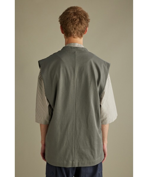 STYLEMIXER（スタイルミキサー）の「ヘビー天竺サイドスリットベスト（ベスト・メンズ・ベージュ/グレー・FREE）」の7枚目の写真