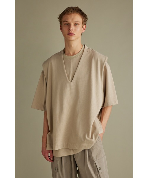 STYLEMIXER（スタイルミキサー）の「ヘビー天竺サイドスリットベスト（ベスト・メンズ・ベージュ/グレー・FREE）」の15枚目の写真