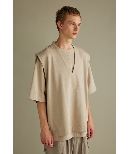 STYLEMIXER（スタイルミキサー）の「ヘビー天竺サイドスリットベスト（ベスト・メンズ・ベージュ/グレー・FREE）」の17枚目の写真