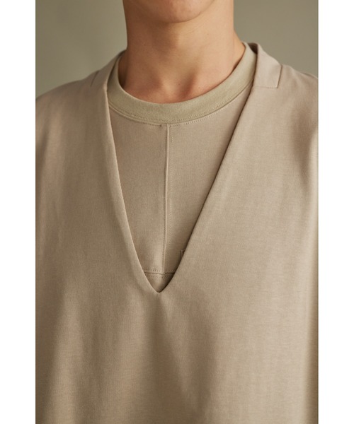 STYLEMIXER（スタイルミキサー）の「ヘビー天竺サイドスリットベスト（ベスト・メンズ・ベージュ/グレー・FREE）」の21枚目の写真